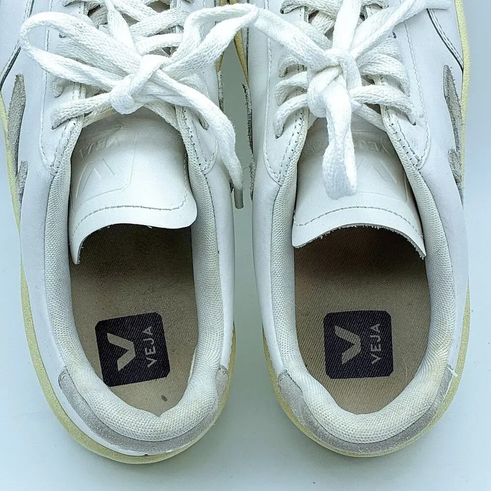 Veja Shoes Womens 9 White V-12 Leather Suede Sneakers Preppy Tennis Luxury - Picture 9 of 10